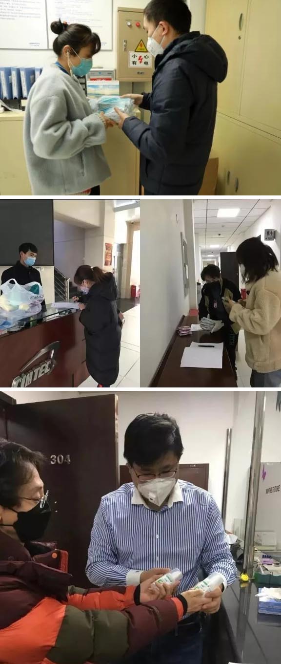 發放防護物資：口罩、手套、消毒液、洗手液